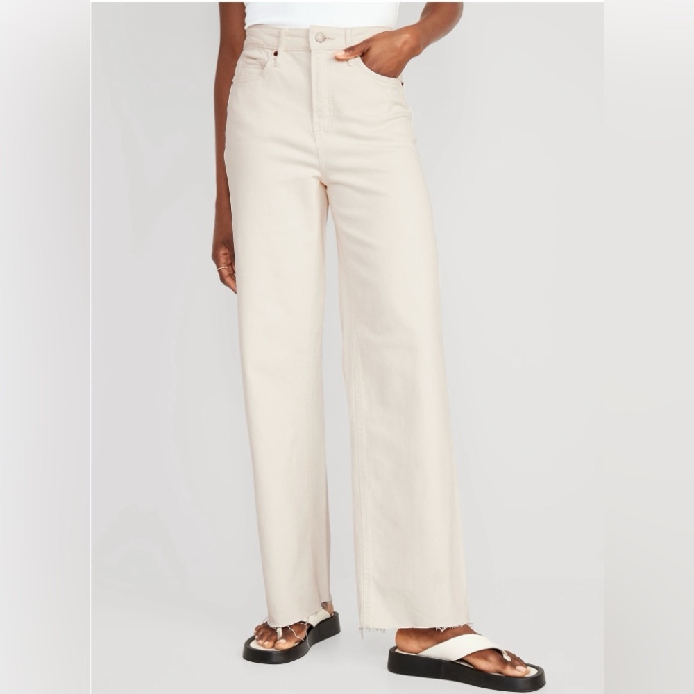 Old Navy High Waist Wide Leg Ecru Jeans